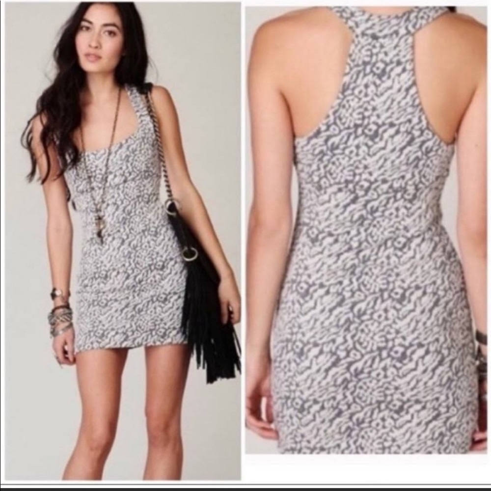 Free People - Gray Cheetah Print Sleeveless Dress